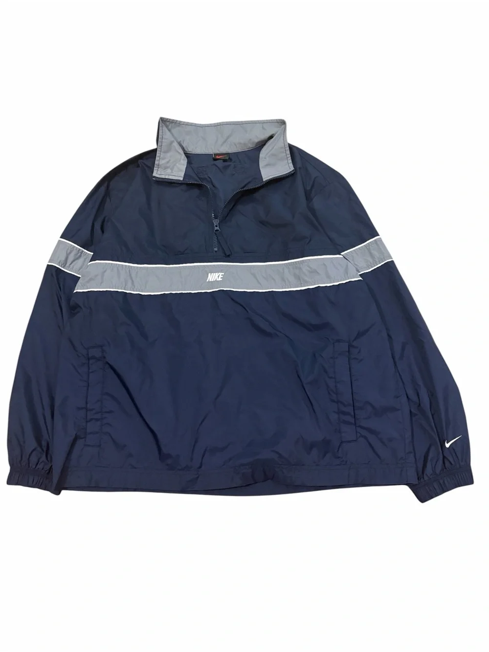 VTG Nike Half Zip Windbreaker Pullover Mens Medium Navy Gray 90s (Black Tag)